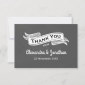 Flat leisteen grijs krijt stijl bruiloft dank u ka bedankkaart (Voorkant)