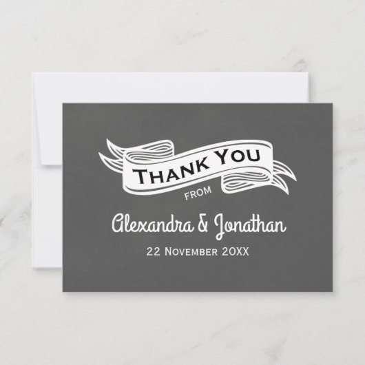 Flat leisteen grijs krijt stijl bruiloft dank u ka bedankkaart (Voorkant)