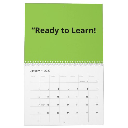 Flat Lime Green Background – School Texture Kalender (Jan 2027)