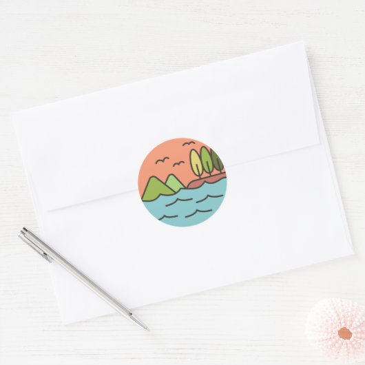 Flat Line Nature Landscape Ronde Sticker (Envelop)