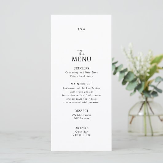Flat Menu bruiloft Minimalistisch modern. (Staand voorkant)