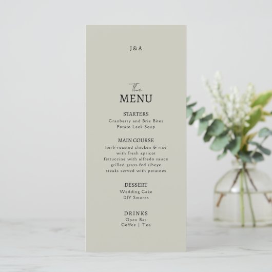 Flat Menu bruiloft Minimalistisch modern. (Staand voorkant)