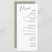 Flat Menu bruiloft Minimalistisch modern. (Voorkant / Achterkant)