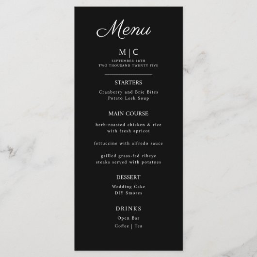 Flat Menu bruiloft Minimalistisch modern. (Voorkant)
