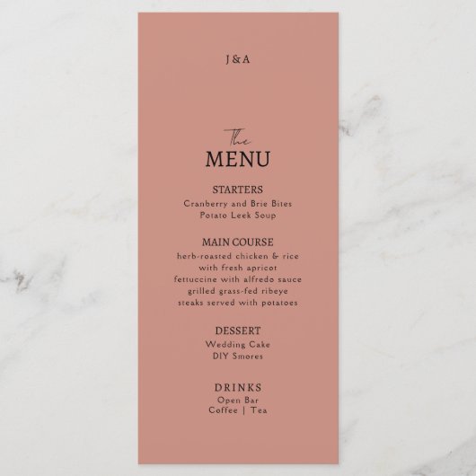 Flat Menu bruiloft Minimalistisch modern. (Voorkant)