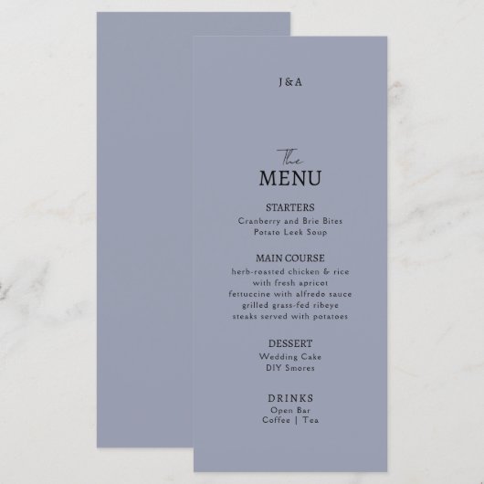 Flat Menu bruiloft Minimalistisch modern. (Voorkant / Achterkant)