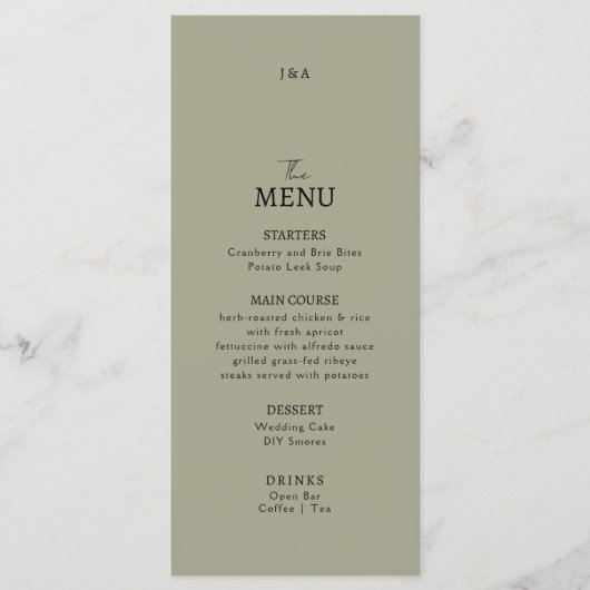 Flat Menu bruiloft Minimalistisch modern. (Voorkant)