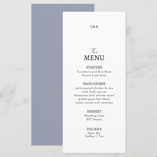 Flat Menu bruiloft Minimalistisch modern. (Voorkant / Achterkant)