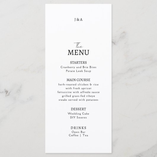 Flat Menu bruiloft Minimalistisch modern. (Voorkant)