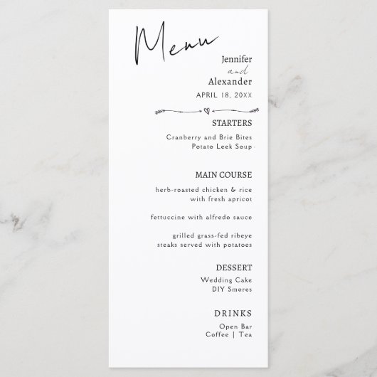 Flat Menu bruiloft Minimalistische moderne kalligr (Voorkant)