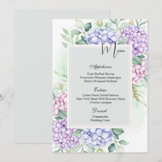 Flat Menu Kaart-Hydrangeas (Voorkant / Achterkant)
