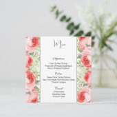 Flat Menu Kaart-roze rozen (Staand voorkant)