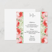 Flat Menu Kaart-roze rozen (Voorkant / Achterkant)