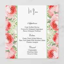 Flat Menu Kaart-roze rozen