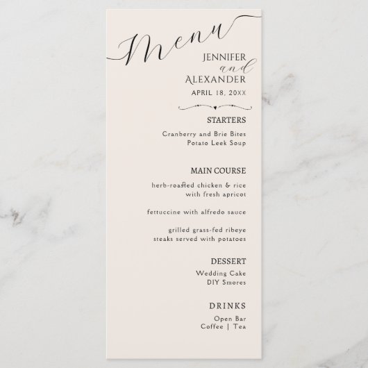 Flat Menu Minimalistische moderne kalligrafie, bru (Voorkant)