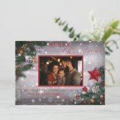 Flat Merry Christmas Kaart met foto en envelop (Staand voorkant)