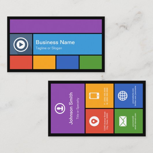 Flat Metro Style Design - Moderne kleuren Tegels Visitekaartje (Voorkant / Achterkant)