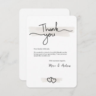 Flat Minimalistic Thank You Card With Hearts Bedankkaart
