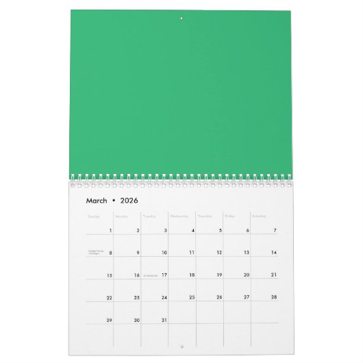 Flat Mint Green Background – Wedding Design Kalender (Mar 2026)