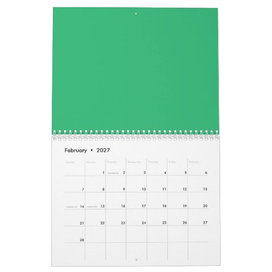 Flat Mint Green Background – Wedding Design Kalender (Feb 2027)