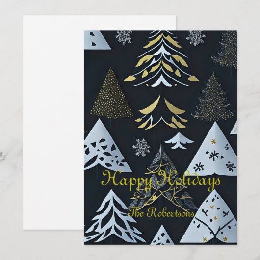 Flat Modern Elegant Holiday Kaart (Voorkant / Achterkant)