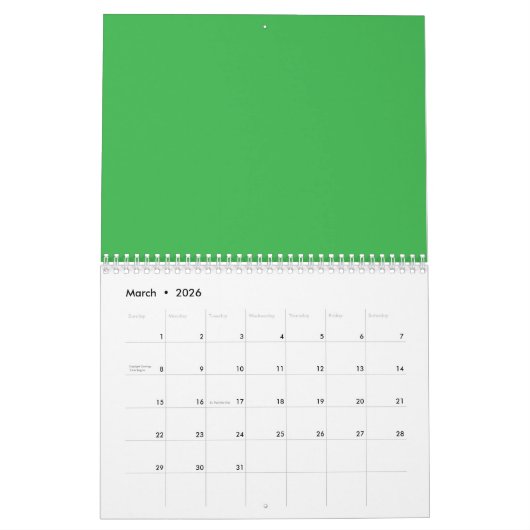 Flat Neon Green Background – School Texture Kalender (Mar 2026)