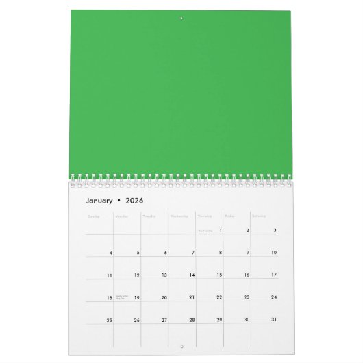 Flat Neon Green Background – School Texture Kalender (Jan 2026)
