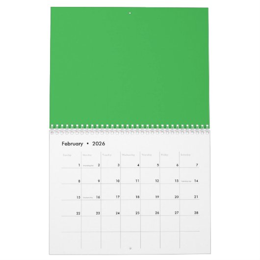 Flat Neon Green Background – School Texture Kalender (Feb 2026)
