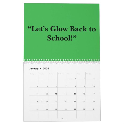 Flat Neon Green Background – School Texture Kalender (Jan 2026)