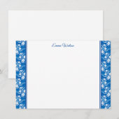 Flat Note Card-Blue Floral Notitiekaartje (Voorkant / Achterkant)