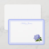 Flat Note Card-Blue Hydrangea Notitiekaartje (Voorkant / Achterkant)