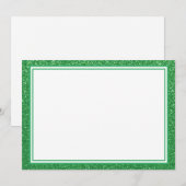 Flat Note Card-Green Glitter Border Notitiekaartje (Voorkant / Achterkant)