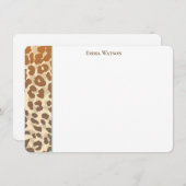 Flat Note Card-leopard-afdrukken Notitiekaartje (Voorkant / Achterkant)