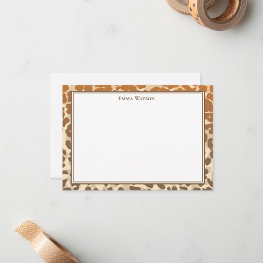 Flat Note Card-leopard-afdrukken Notitiekaartje (Voorkant / Achterkant in situ)