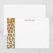 Flat Note Card-leopard-afdrukken Notitiekaartje (Voorkant / Achterkant)