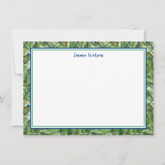 Flat Note Card-Peacock Feathers Notitiekaartje (Voorkant)