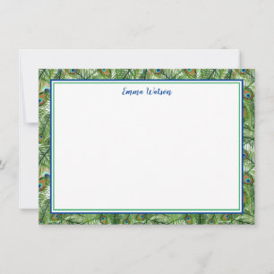 Flat Note Card-Peacock Feathers Notitiekaartje