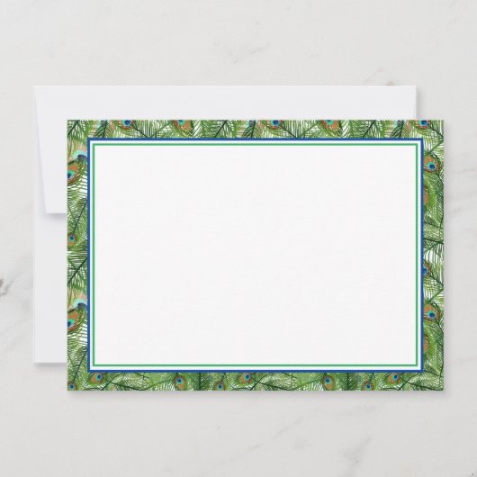 Flat Note Card-Peacock Feathers Notitiekaartje (Voorkant)