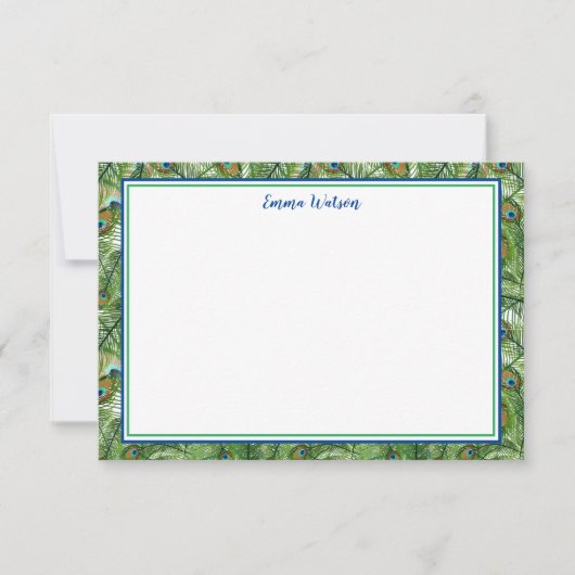 Flat Note Card-Peacock Feathers Notitiekaartje (Voorkant)
