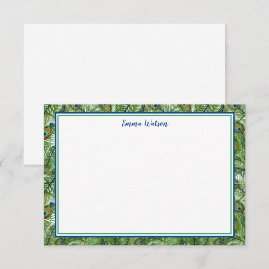 Flat Note Card-Peacock Feathers Notitiekaartje (Voorkant / Achterkant)