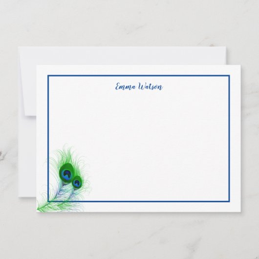 Flat Note Card-Peacock Feathers Notitiekaartje (Voorkant)