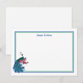 Flat Note Card-Peacock Notitiekaartje (Voorkant / Achterkant)