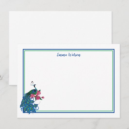 Flat Note Card-Peacock Notitiekaartje (Voorkant / Achterkant)