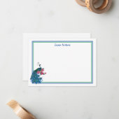 Flat Note Card-Peacock Notitiekaartje (Voorkant / Achterkant in situ)