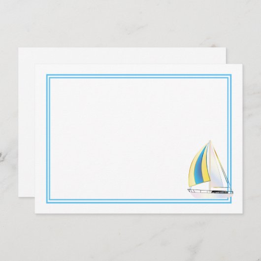 Flat Note Card-Sailboat Notitiekaartje (Voorkant / Achterkant)