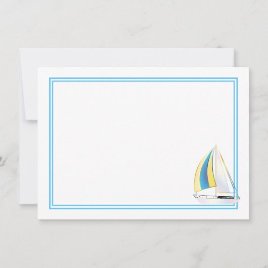 Flat Note Card-Sailboat Notitiekaartje (Voorkant)