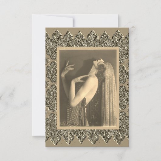  Flat Note card with Vintage Dancer Bedankkaart (Voorkant)
