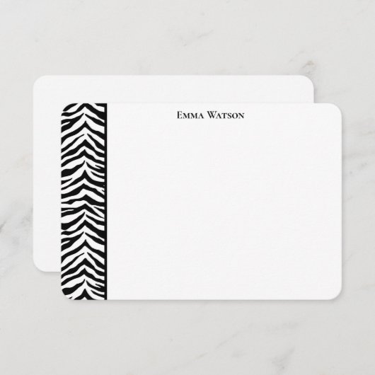 Flat Note Card-Zebra afdrukken Notitiekaartje (Voorkant / Achterkant)