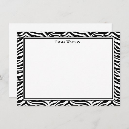 Flat Note Card-Zebra afdrukken Notitiekaartje (Voorkant / Achterkant)