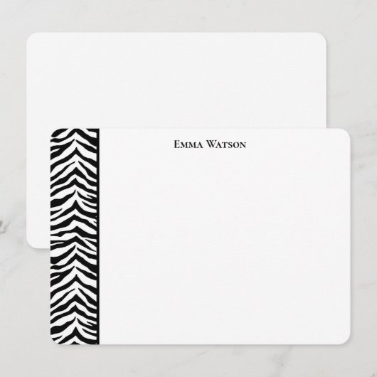 Flat Note Card-Zebra Afdrukken Notitiekaartje (Voorkant / Achterkant)